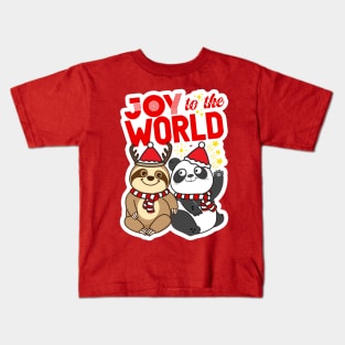 Sloth Panda - Joy to the World Kids T-Shirt